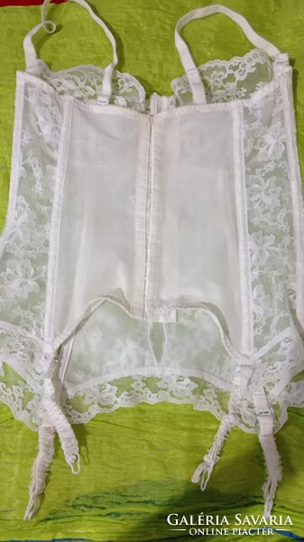 Vintage 85 D harisnyatartós hófehér csipke fehérnemű