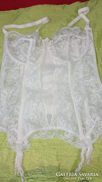 Vintage 85 D harisnyatartós hófehér csipke fehérnemű