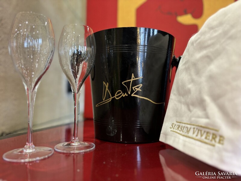 DEUTZ Champagne Black & Silver 2 vintage pezsgős jégveder párban
