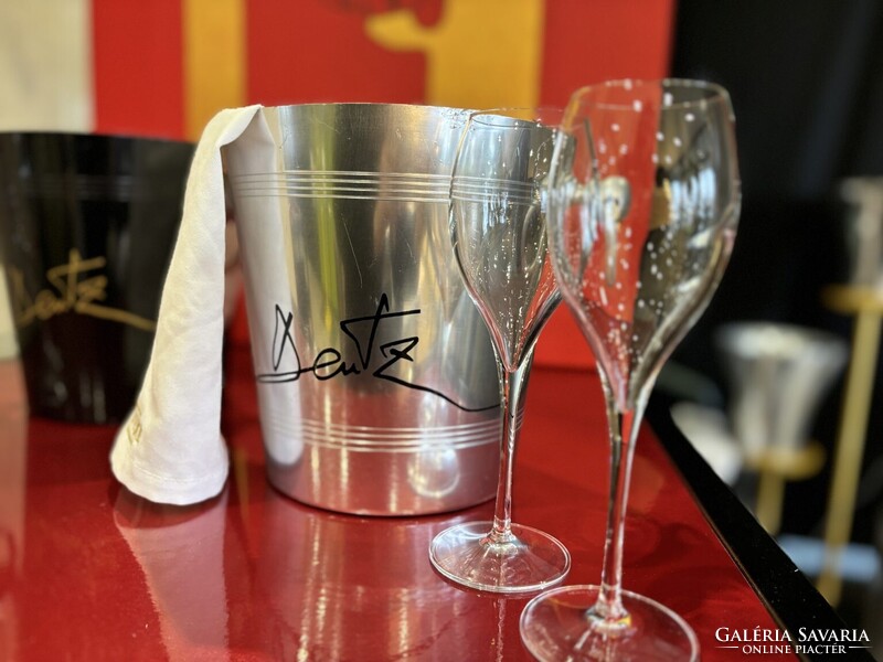 DEUTZ Champagne Black & Silver 2 vintage pezsgős jégveder párban