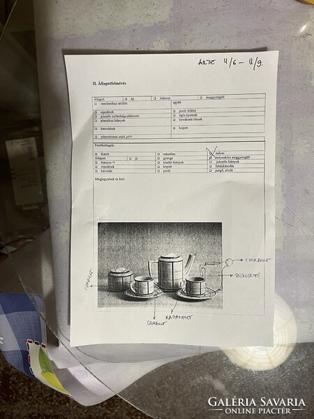 Hollóházi mokkás készlet Szakmáry Károly korszakából, 1940-es évek eleje