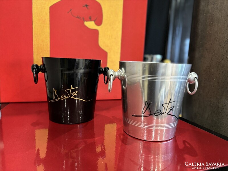 DEUTZ Champagne Black & Silver 2 vintage pezsgős jégveder párban