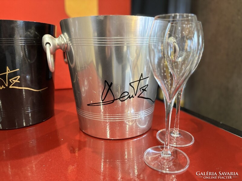 DEUTZ Champagne Black & Silver 2 vintage pezsgős jégveder párban