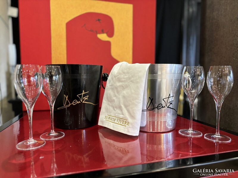 DEUTZ Champagne Black & Silver 2 vintage pezsgős jégveder párban