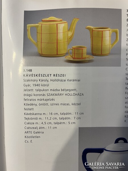 Hollóházi mokkás készlet Szakmáry Károly korszakából, 1940-es évek eleje