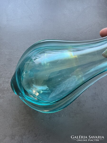 Csodás türkiz Miloslav Klinger üveg váza