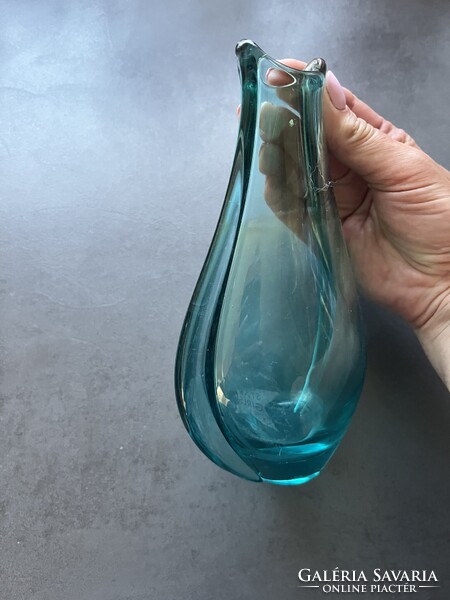 Csodás türkiz Miloslav Klinger üveg váza