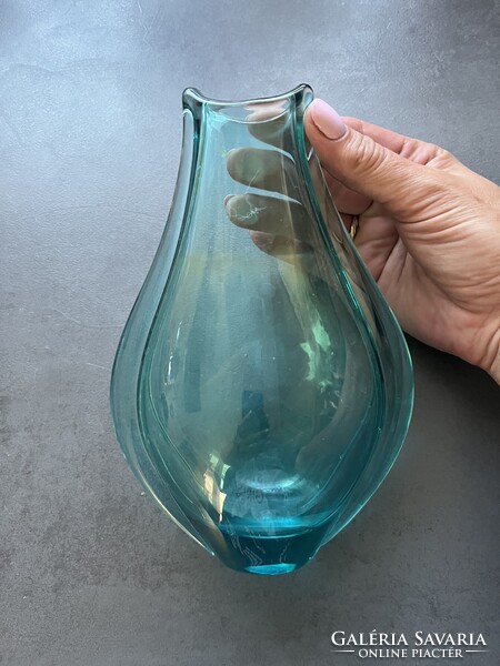 Csodás türkiz Miloslav Klinger üveg váza