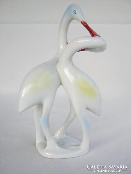 Hollóházi porcelán nagy méretű madár pár gém