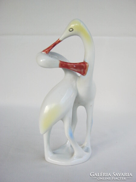 Hollóházi porcelán nagy méretű madár pár gém