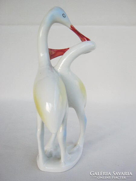 Hollóházi porcelán nagy méretű madár pár gém