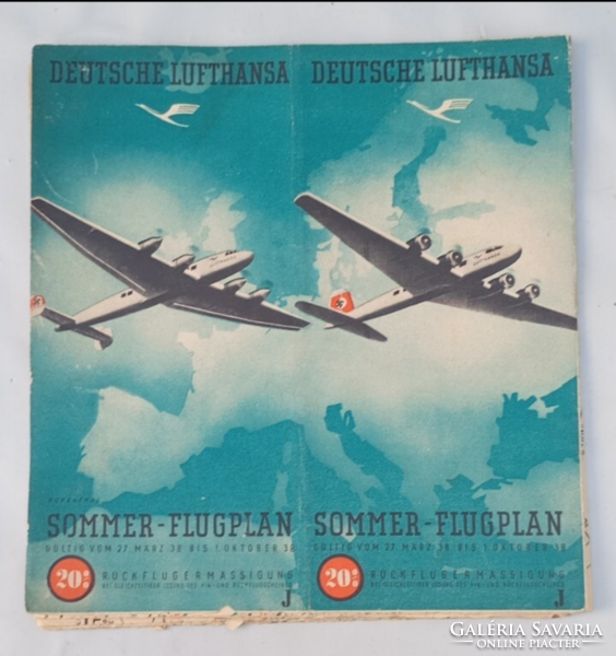 1938 .NÉMET LUFTHANSA  NYÁRI  MENETREND.