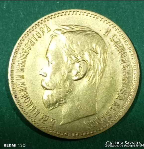 II. Miklós cár arany /900 finomságú/ 4,3 g ,5 rubel 1897 Oroszország