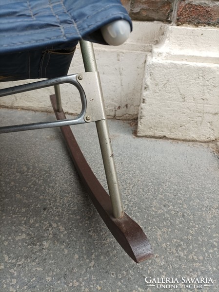 Mid century pihenőszék, Takeshi Nii hintaszék, modernizmus, kék színben