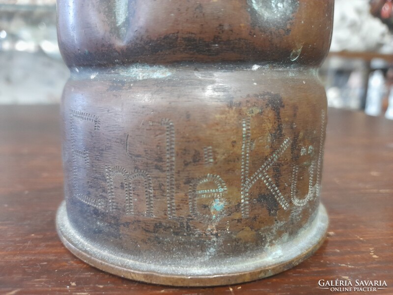 II.VH 1943-as,Bronz,Réz Magyar Címeres,Emlék,Ágyú Hadi Löveg Hüvely Váza.36 cm.