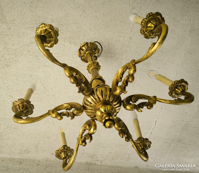 Csillár faragott fa Barokk rokokó stílusú Florentin tükör falikar mellé jellegű. Videó!!!