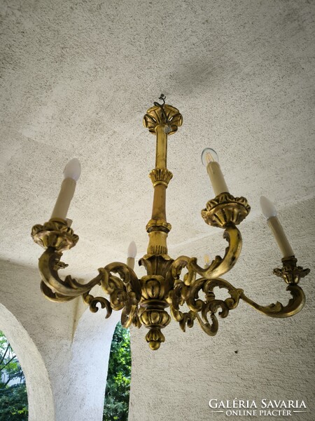 Csillár faragott fa Barokk rokokó stílusú Florentin tükör falikar mellé jellegű. Videó!!!