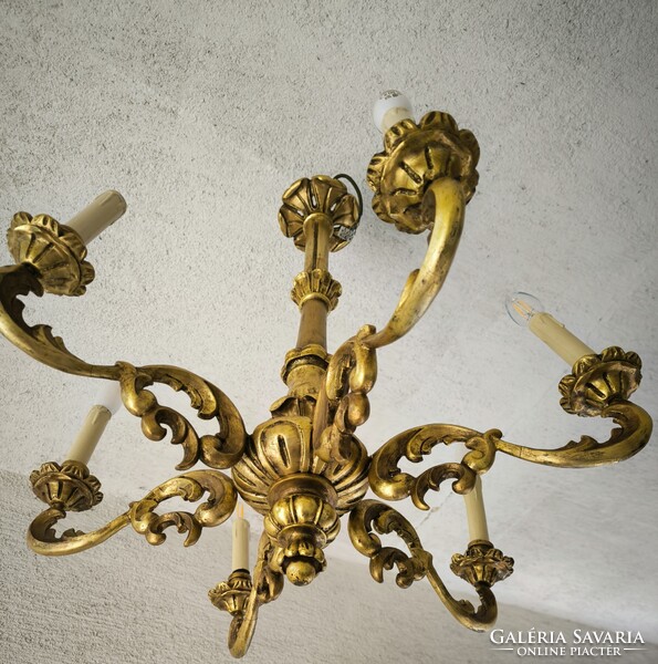 Csillár faragott fa Barokk rokokó stílusú Florentin tükör falikar mellé jellegű. Videó!!!