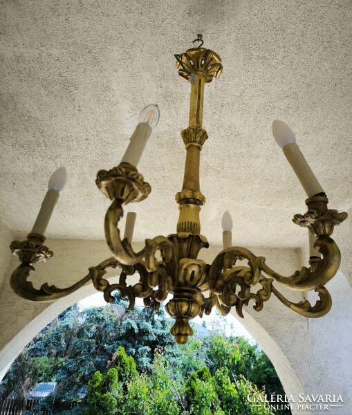 Csillár faragott fa Barokk rokokó stílusú Florentin tükör falikar mellé jellegű. Videó!!!