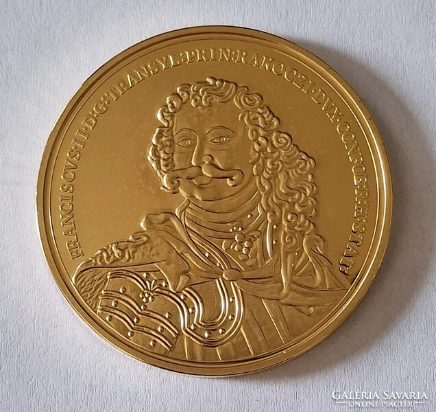 II.Rákóczi Ferenc aranydukát emlékérem utánveret  24 karátos aranyozással