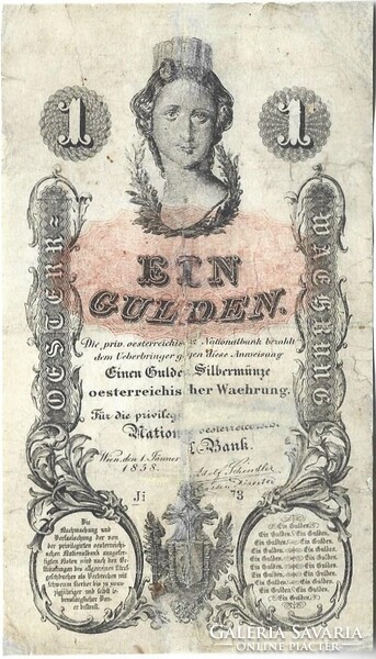1 gulden / forint 1858 restaurált ritka 2.