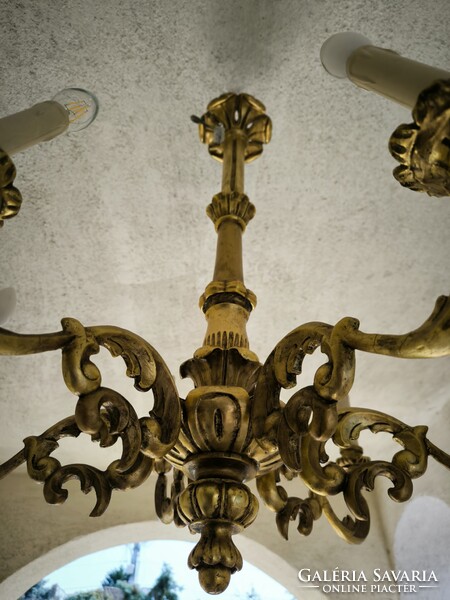 Csillár faragott fa Barokk rokokó stílusú Florentin tükör falikar mellé jellegű. Videó!!!