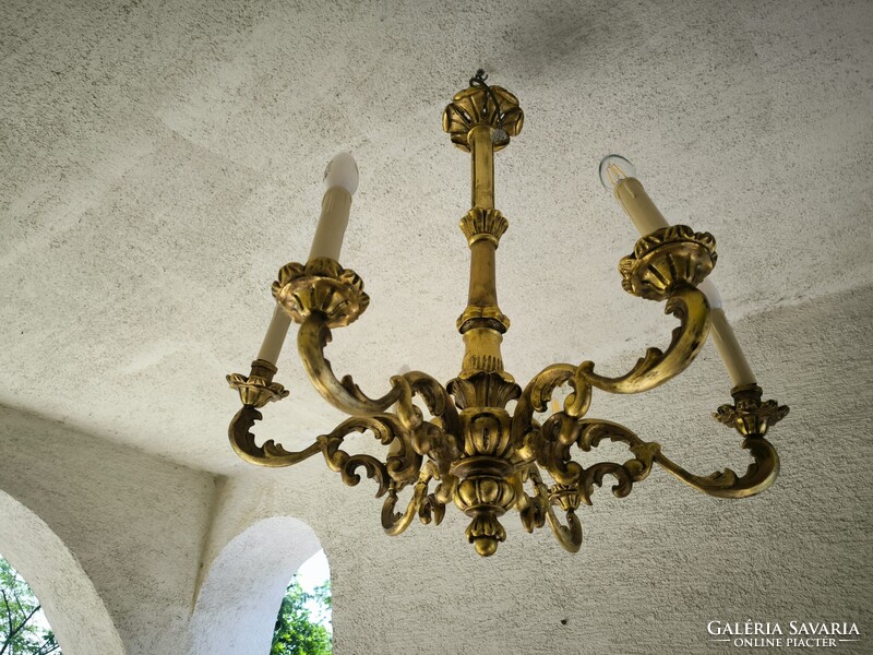 Csillár faragott fa Barokk rokokó stílusú Florentin tükör falikar mellé jellegű. Videó!!!