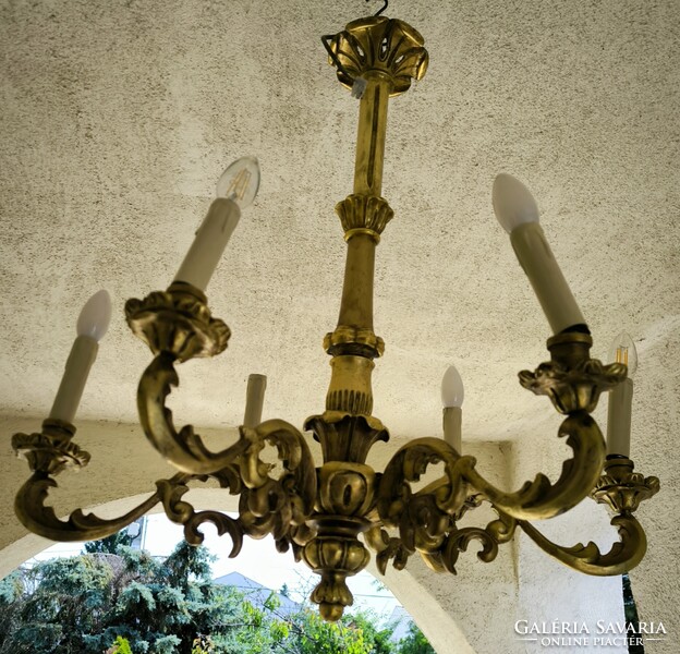 Csillár faragott fa Barokk rokokó stílusú Florentin tükör falikar mellé jellegű. Videó!!!