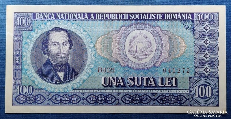 Románia 100 Lei 1966, EF+.
