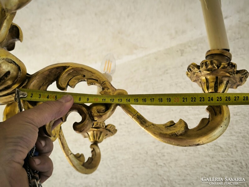 Csillár faragott fa Barokk rokokó stílusú Florentin tükör falikar mellé jellegű. Videó!!!