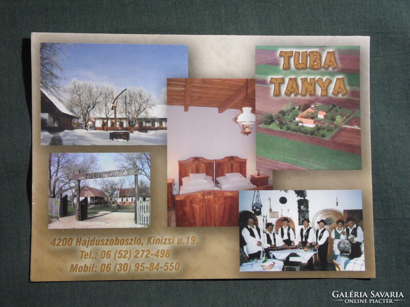 Képeslap,Hajdúszoboszló,mozaik,Tuba tanya,szálló,csárda látkép,részlet, 2000-