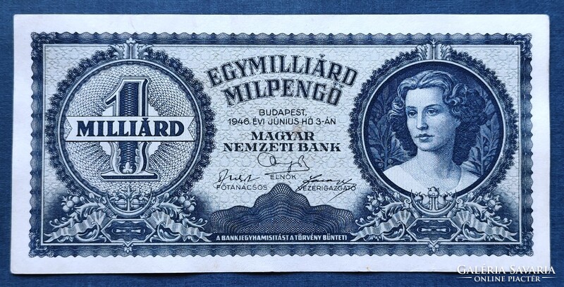 Egymilliárd Milpengő 1946, EF+-aUNC.