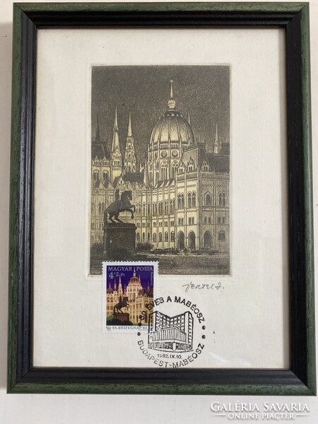 Vertel József ( 1922-1993 ) , Budapest , Országház rézkarca .