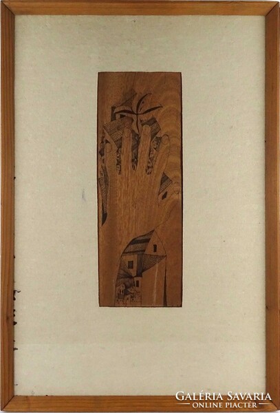 1V882 Kósza-Sipos László : Szentendre - tusrajz 38 x 14 cm
