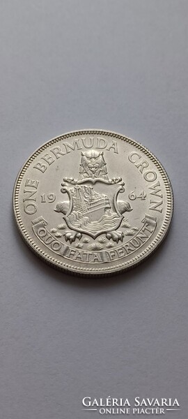 Ezüst One Crown 1964, Bermuda, Nagyon Ritka !