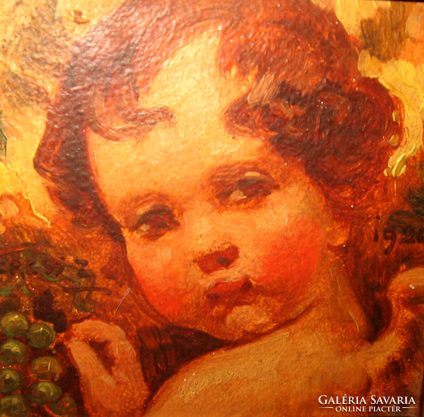 GARANTÁLTAN EREDETI CSODÁS  VERESS ZOLTÁN / 1868-1935 / : PUTTO SZŐLŐVEL 1920
