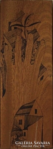 1V882 Kósza-Sipos László : Szentendre - tusrajz 38 x 14 cm