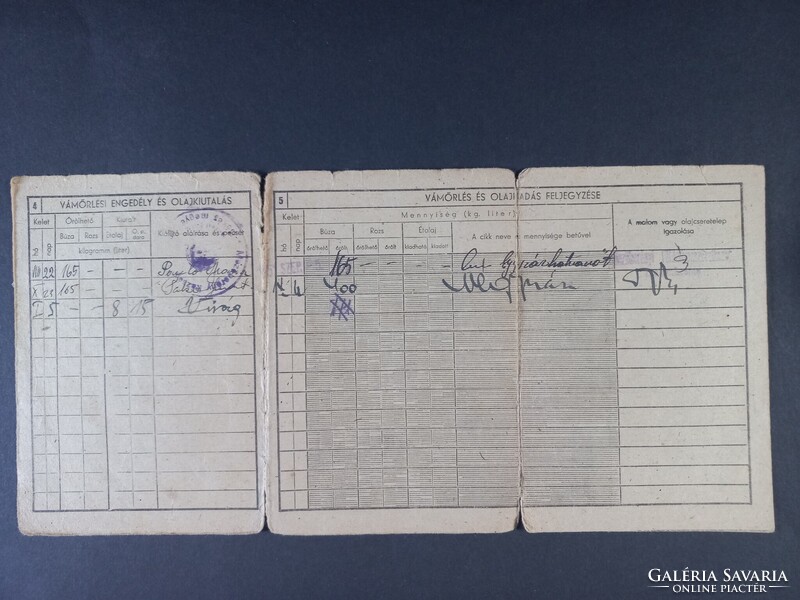 1951/52 évi Gabonalap - ifj. Dombi József  Mezőberény község Tanácsa pecséttel