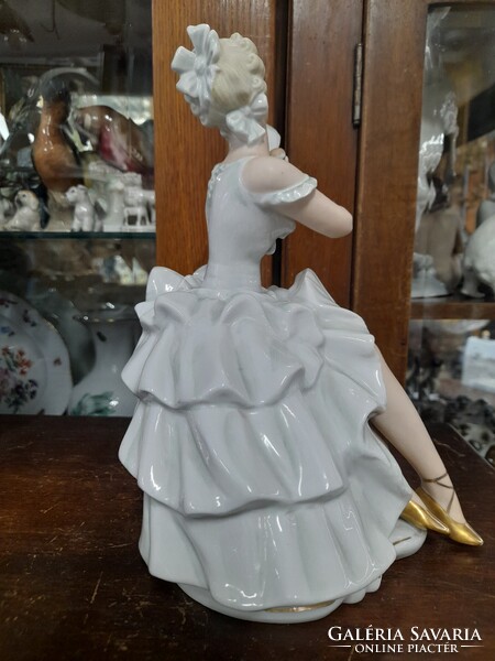 Ritka Nagyméretű Német,Germany Wallendorf Tükrös Táncos Balerina Porcelán Figura.23.5 cm.