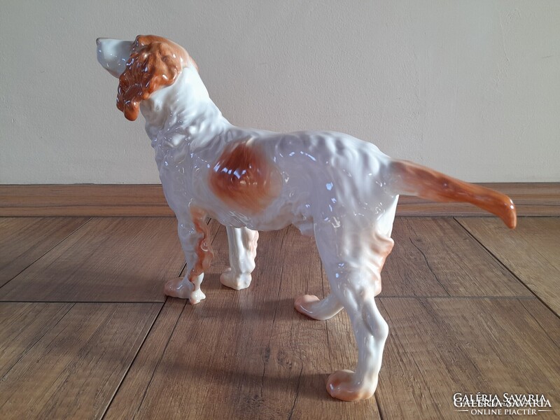 Régi Herendi porcelán nagyméretű kutya, ír szetter