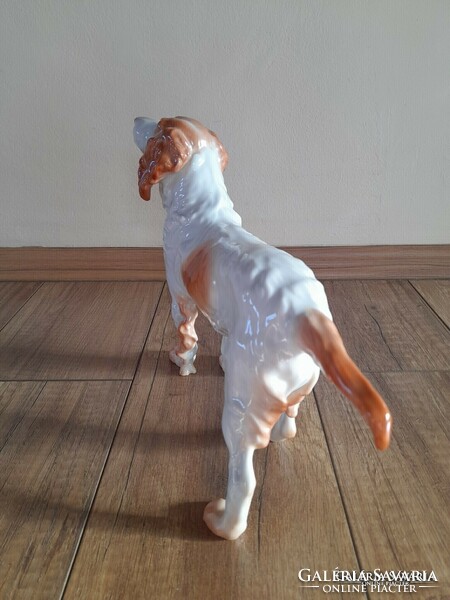 Régi Herendi porcelán nagyméretű kutya, ír szetter