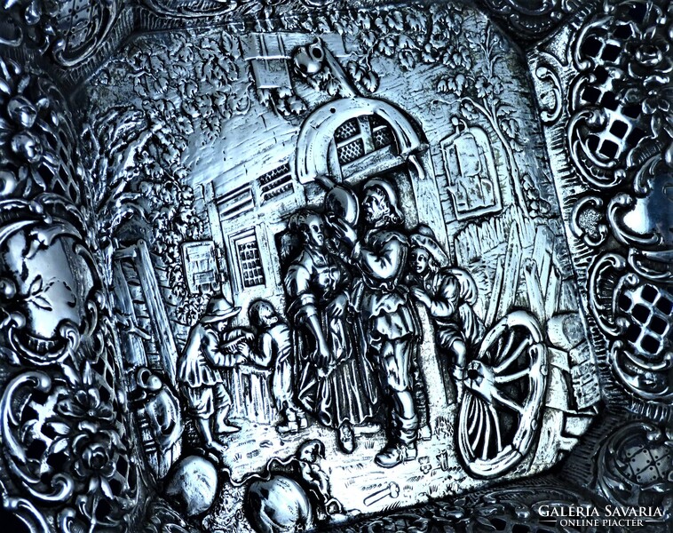 GYÖNYÖRŰ, ANTIK, EZÜST KÍNÁLÓ, HANAU, CA. 1890!!!