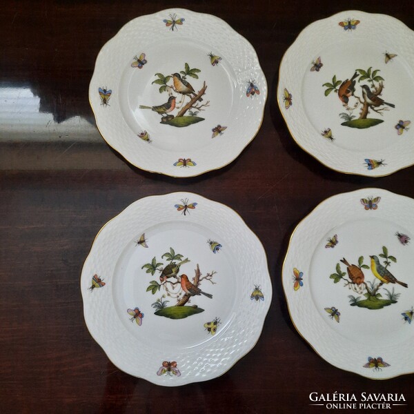 6 db Herendi Rothschild mintás porcelán süteményes tányér készlet