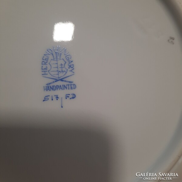 6 db Herendi színes Indiai kosármintás porcelán süteményes tányér készlet