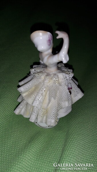 Antik 19. sz jelzésű német porcelán Unterweissbach mini barokk Balerina figura 10 cm képek szerint