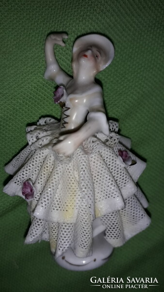 Antik 19. sz jelzésű német porcelán Unterweissbach mini barokk Balerina figura 10 cm képek szerint