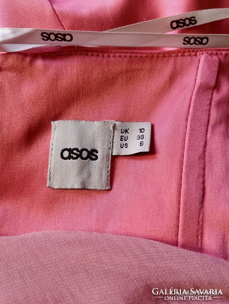 ASOS 36-38-as alkalmi, esküvői,  45% pamut, zsorzsett, rózsaszín-barack parti ruha. Mb 85 cm