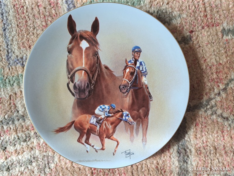 Secretariat Ron Turcotte Up - Fred Stone dísztányér, ritkaság