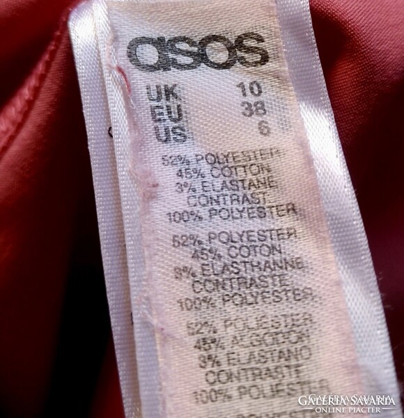 ASOS 36-38-as alkalmi, esküvői,  45% pamut, zsorzsett, rózsaszín-barack parti ruha. Mb 85 cm