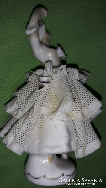 Antik 19. sz jelzésű német porcelán Unterweissbach mini barokk Balerina figura 10 cm képek szerint